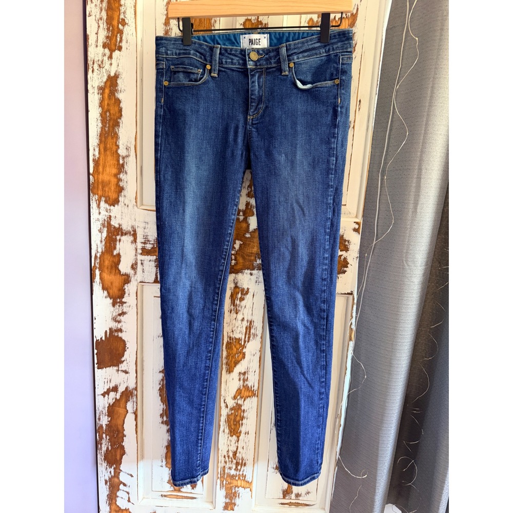 Paige Skyline Skinny Jeans Womens 28 Medium Wash Blue Denim Mid Rise Stretch